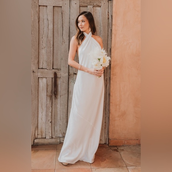 SHOW ME YOUR MUMU Jasmine Halter Maxi Dress In Ivory Luxe Satin - Picture 9 of 10